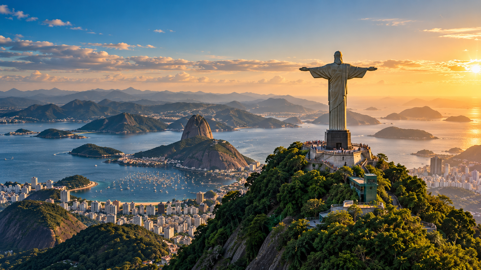 Cristo Redentor entre as montanhas do Rio de Janeiro